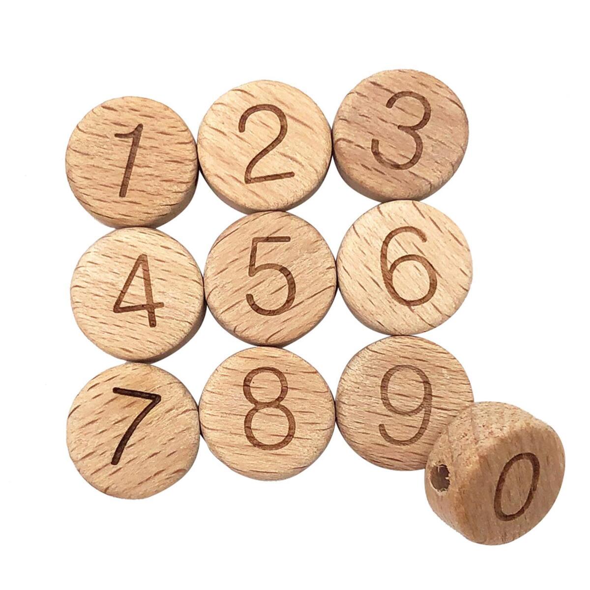 10 Pieces Number Letter  Flat Wooden  for Jewelry Making Necklace