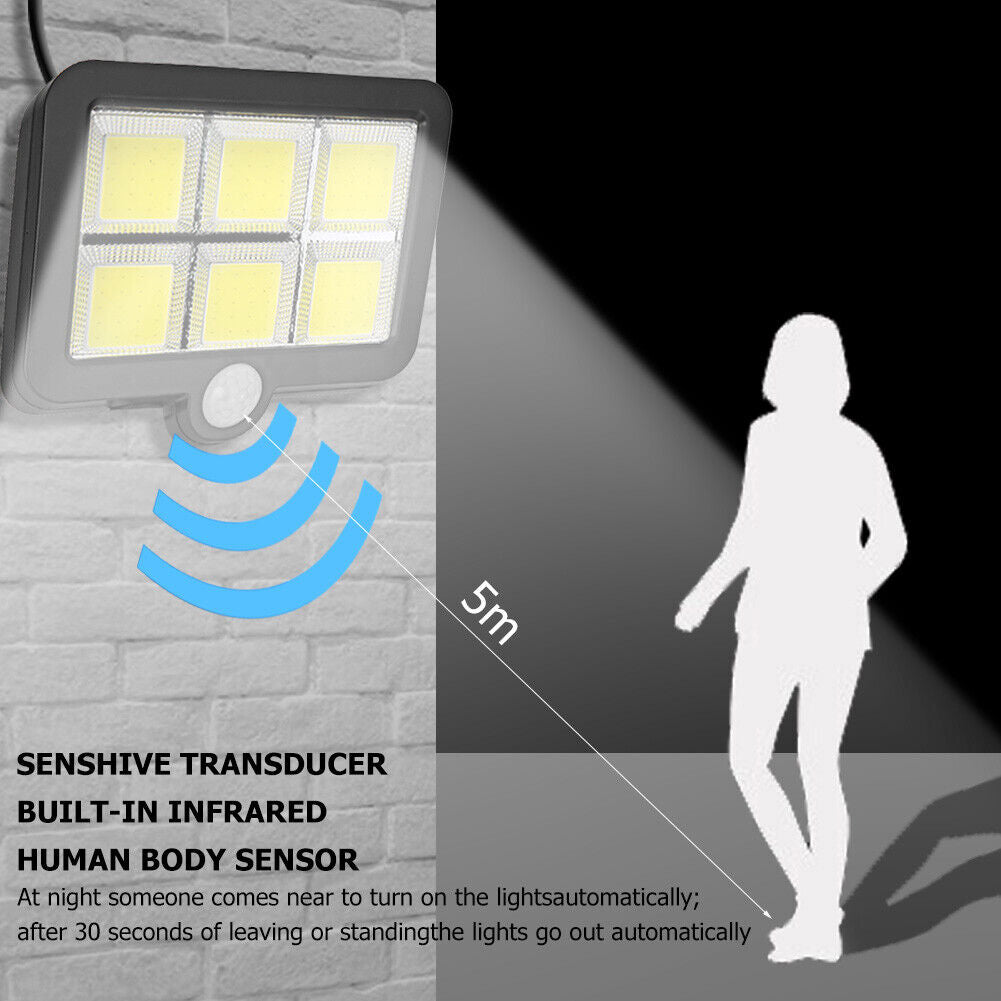 120LED Solar Split Lamp COB Waterproof Motion Sensor Outdoor Night Lighting