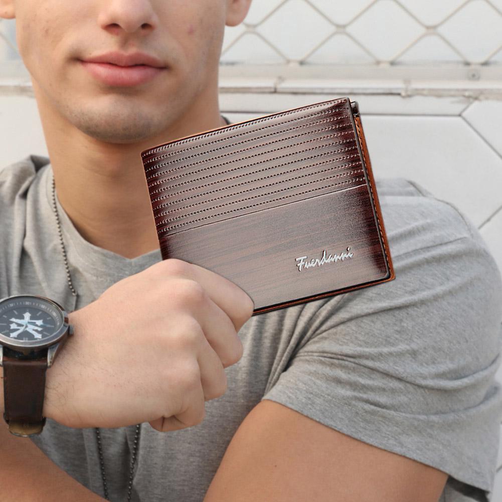 Baellerry Short Bifold Wallet Leather Card Holder Men Clutch (Dark Brown)