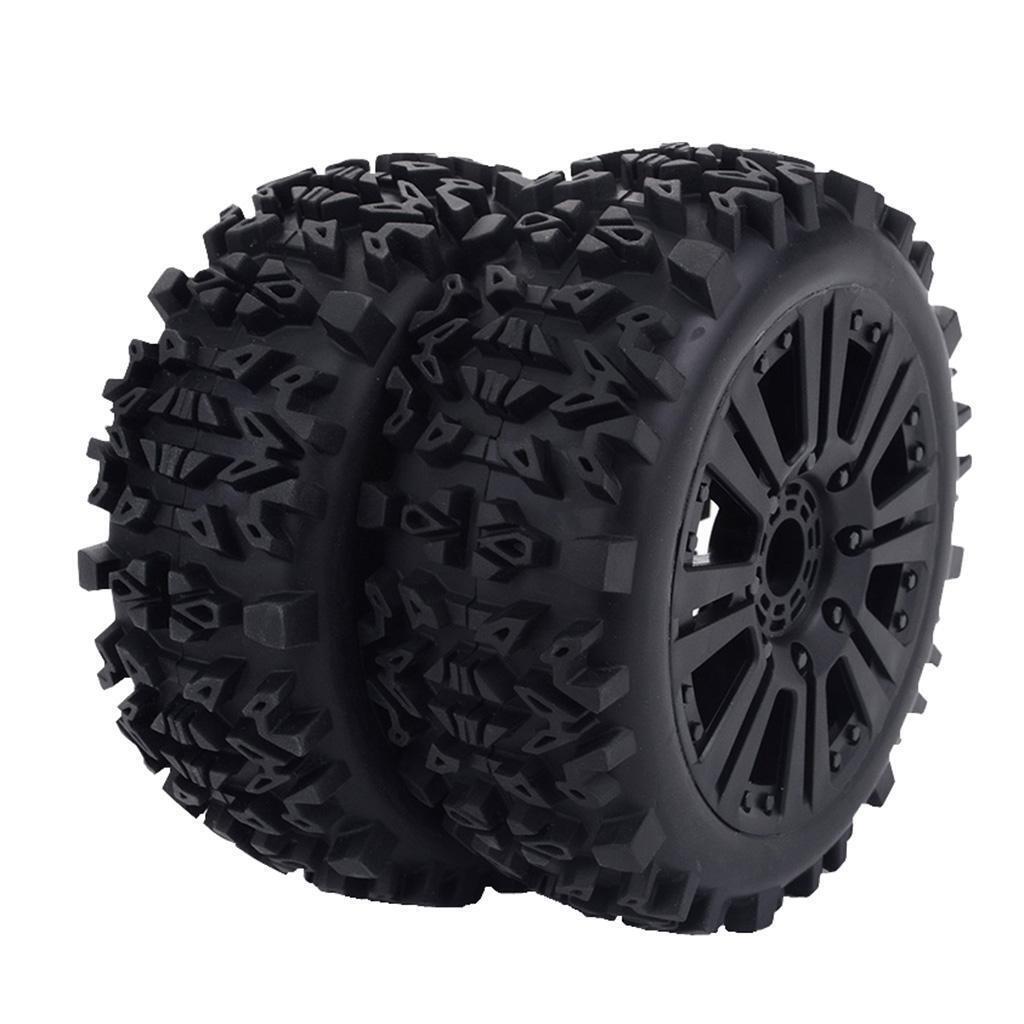 2pcs Rubber Tires Set with 10 Body Pins for 1/8 RC Car Accessory Replacement