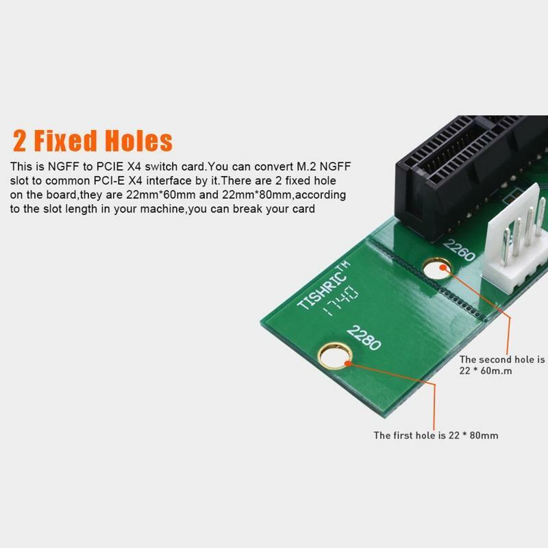M2 NVME to PCIe X4 Converter with4 Pin Cable For PCI Express x1 to x16 Adapter