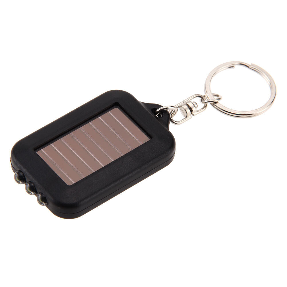 Solar Energy 3 Light LED Electric Torch Key Chain Accessory Black