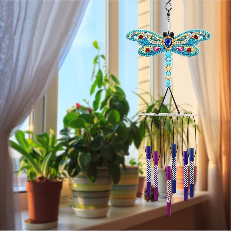 DIY Dragonfly Diamond Painting Wind Chime Pendant Sunatcher Ornament