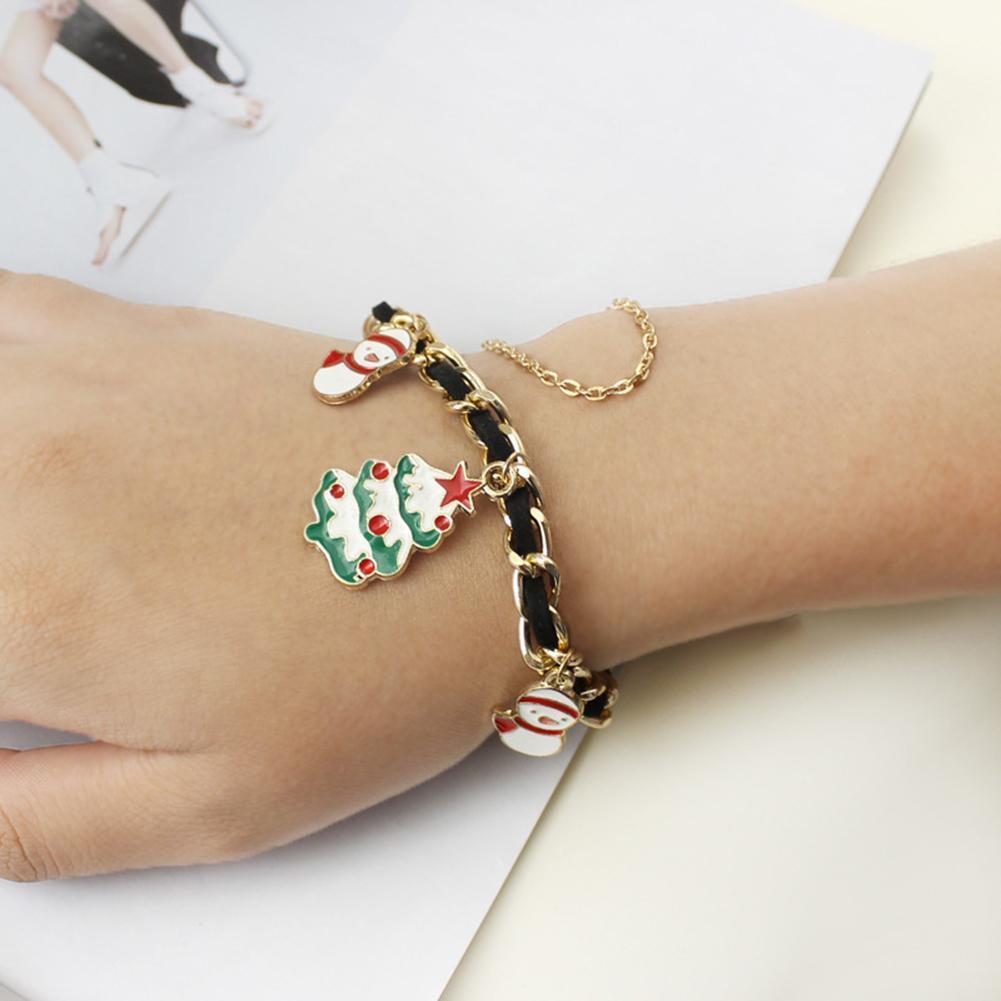 Snowman Cartoon Cute Bracelet Christmas Tree Bell Bow Bangle Gift (Style 3)