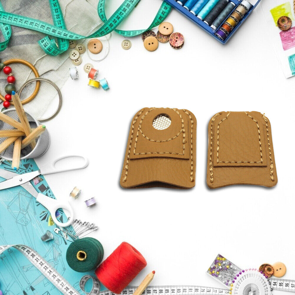 Leather Coin Thimble Soft Needlework Finger Cover Tip Patchwork Sewing Tool