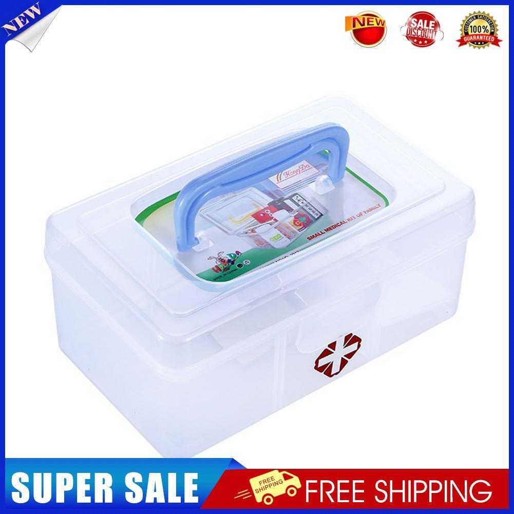 3 Lattice Transparent Rectangular Medicine Box First Aid Storage Kits Box