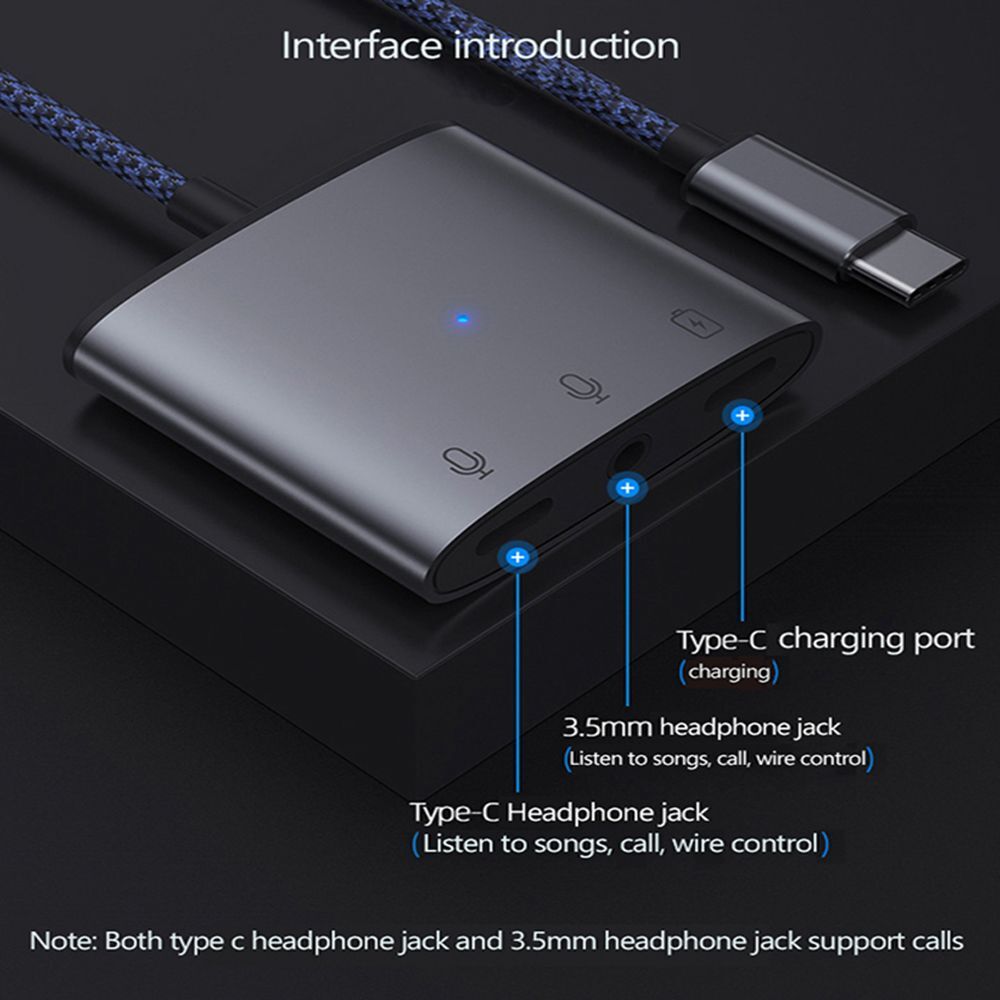 Fast Charging USB C to 3.5mm Converter Cable Type-C Audio Adapter Earphone Jack