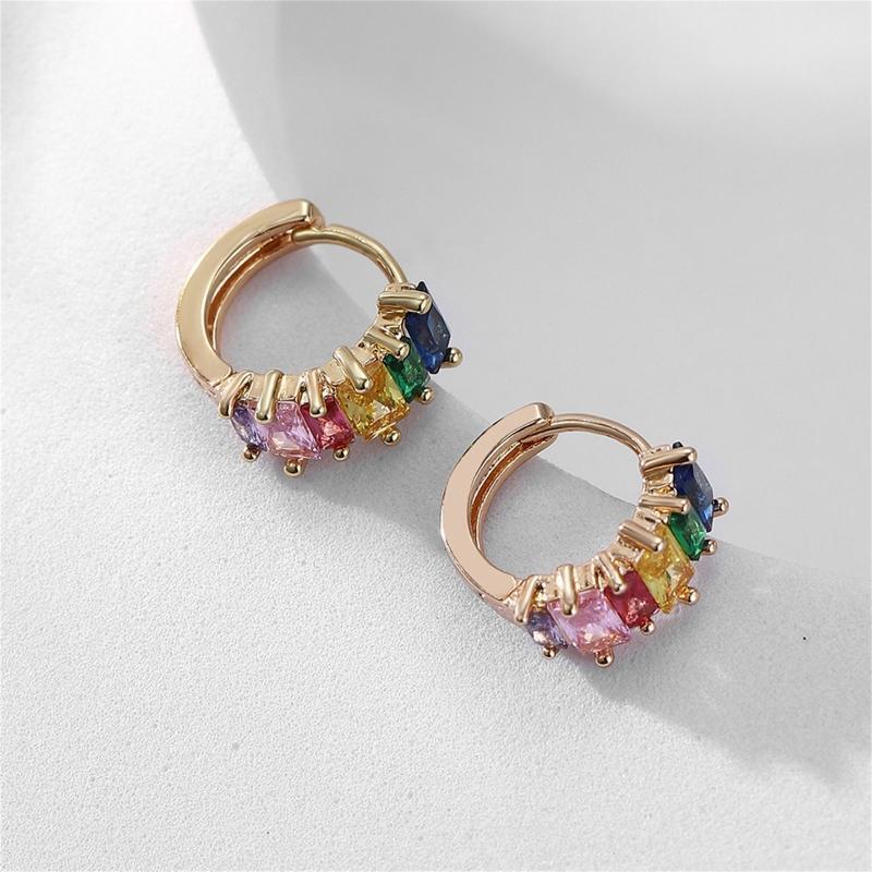 Zircon Hoop Earrings 10mm for Women Girl Valentine Birthday Gift Wedding Favors