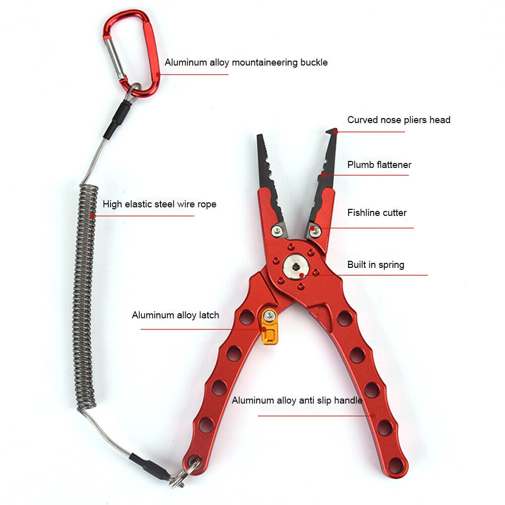 Outdoor Spring Fishing Lures Pliers Fish Hook Remover Line Cutter (Red)