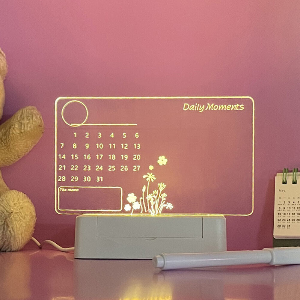 Acrylic Night Light Message Writing Board Home Bedroom Table Lamp (Square)
