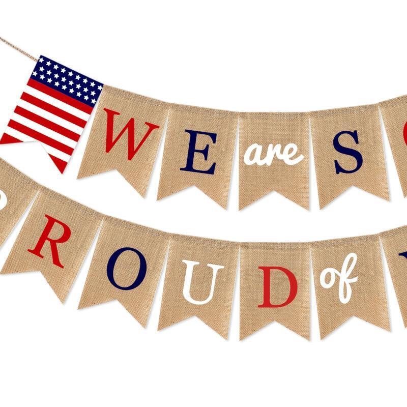 We Are So Proud of You Banner Patriotic Soldier Army Party Decorations