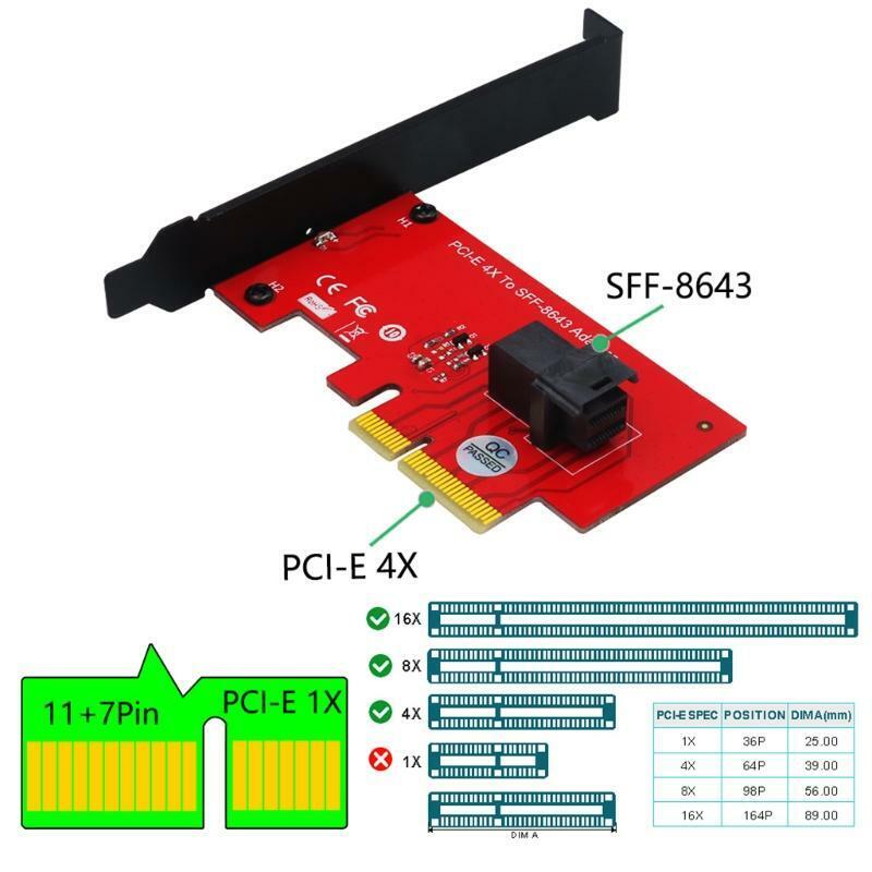 SFF 8643 to PCIe 4X Adapter Module 2.5 Inch U.2 PCIe-NVMe 36-Pin SSD Converter