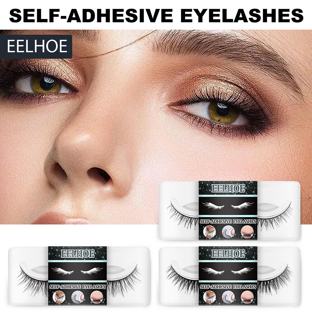 Reusable Self-Adhesive Curly Eyelashes Long Thick False Eyelashes (Natural)