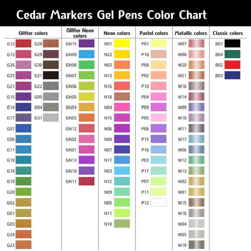 100 Color Marker Gel Pen Glitter Metallic Pastel Color No Duplicates Drawing Pen
