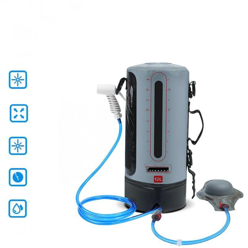 12L Solar Heating Camping Shower Bag with Pressure Foot Pump Bathing Water Bag
