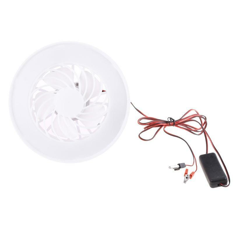 12V Ceiling Fan with LED Lamp Hanging Camping Tent Fan for Outdoor Hiking Home