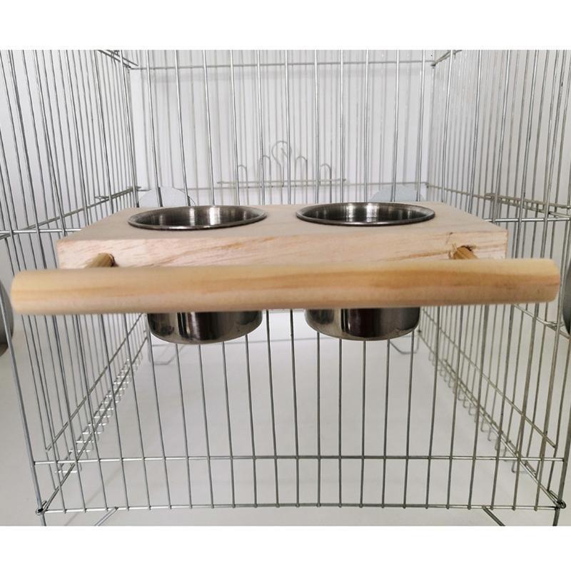 Bird Perch Feeder Detachable Feeding Cups Water Bowl for Lovebirds Cockatoos