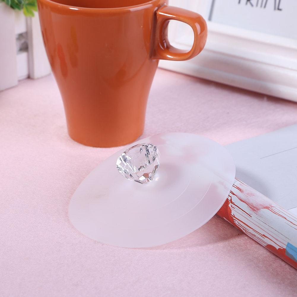 Lace Anti-dust Leakproof Diamond Silicone Cup Lid Seal Cover(Transparent)