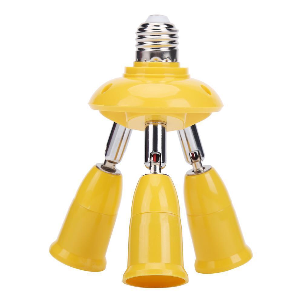 3 in 1 E27 to E27 Lamp Base Socket Splitter LED Light Bulb Holder (Yellow)