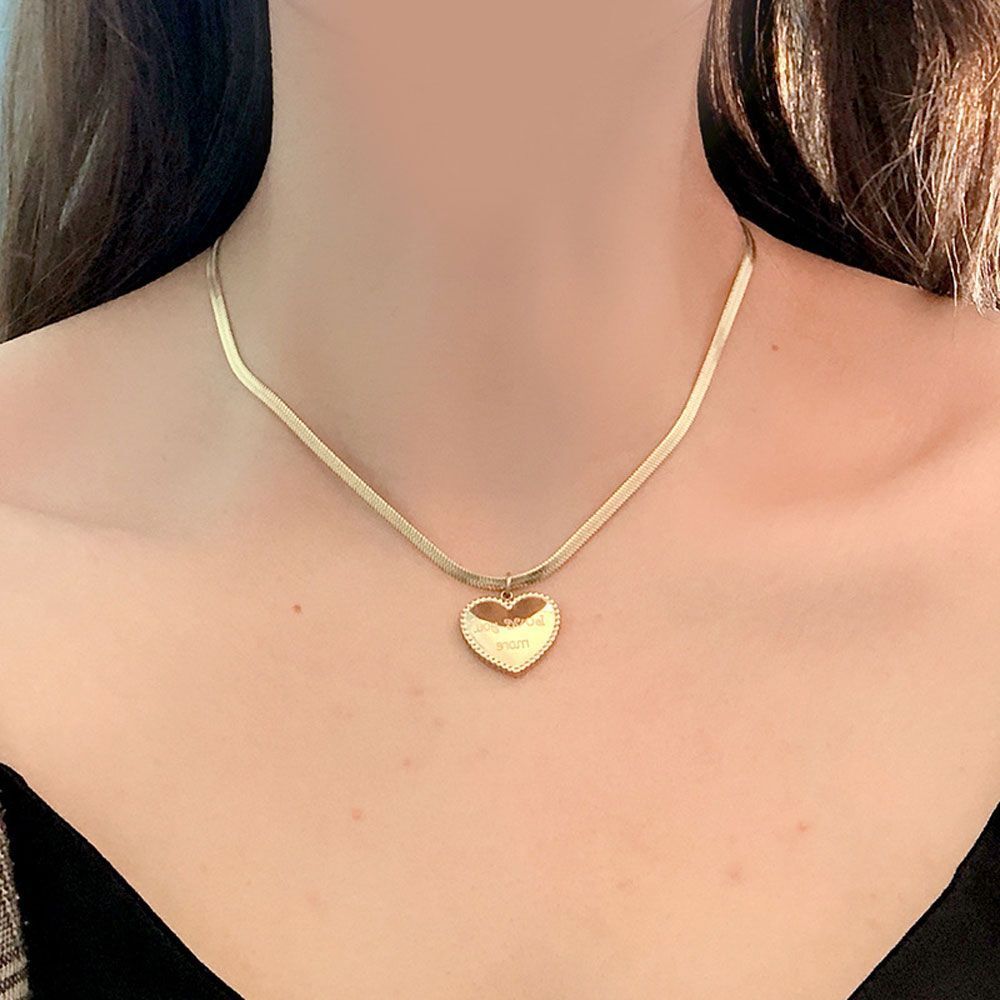Titanium Steel Clavicle Chain Women Pendant Necklace Love Heart Stainless Steel