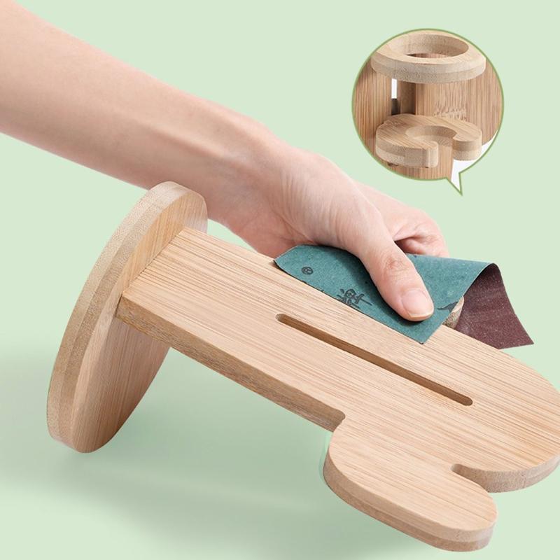 Hamster Water Bottle Holder Natural Wood Base Stand for Small Animal Cage