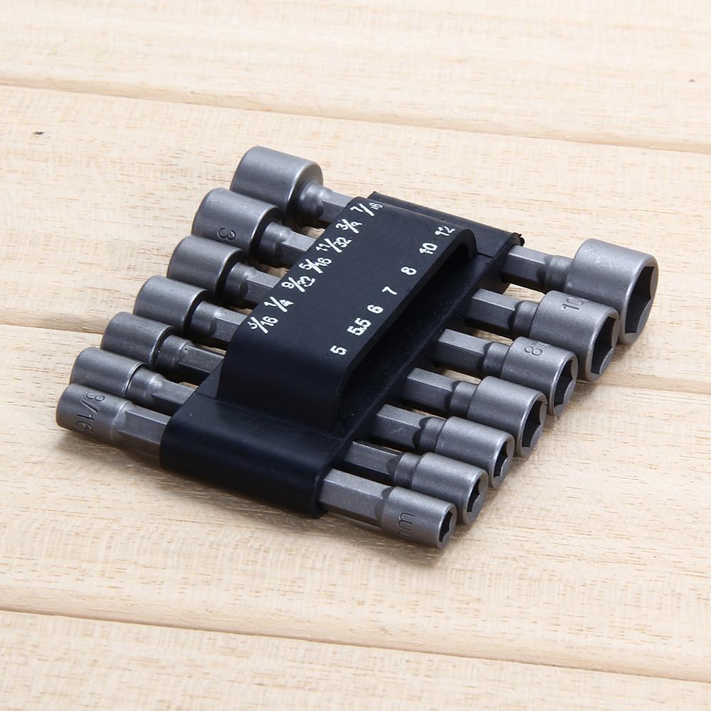 14pc Power Nut Driver Drill Bit Set SEA Metric Socket Wrench Screw 1/4" Hex