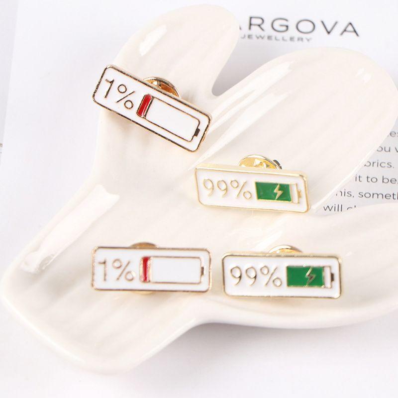 2Pcs Cute Enamel 1% 99% Power Brooch Childhood Laple Pin Jewelry Badge Gift