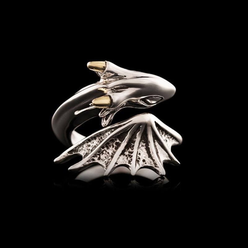 Personality Flying Dragon Open Ring Adjustable Band Ring for Men Women Boy Teen