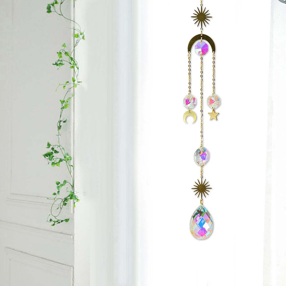 Crystal Ornaments - 4 Pieces Hanging Drop Ornaments Sets Decoration - Moon