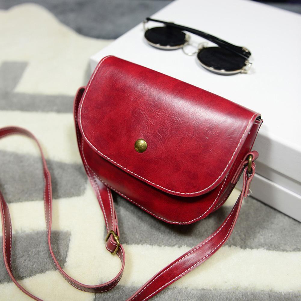 Casual Women Messenger Bags Crossbody Leather Mini Shoulder Handbags (Red)