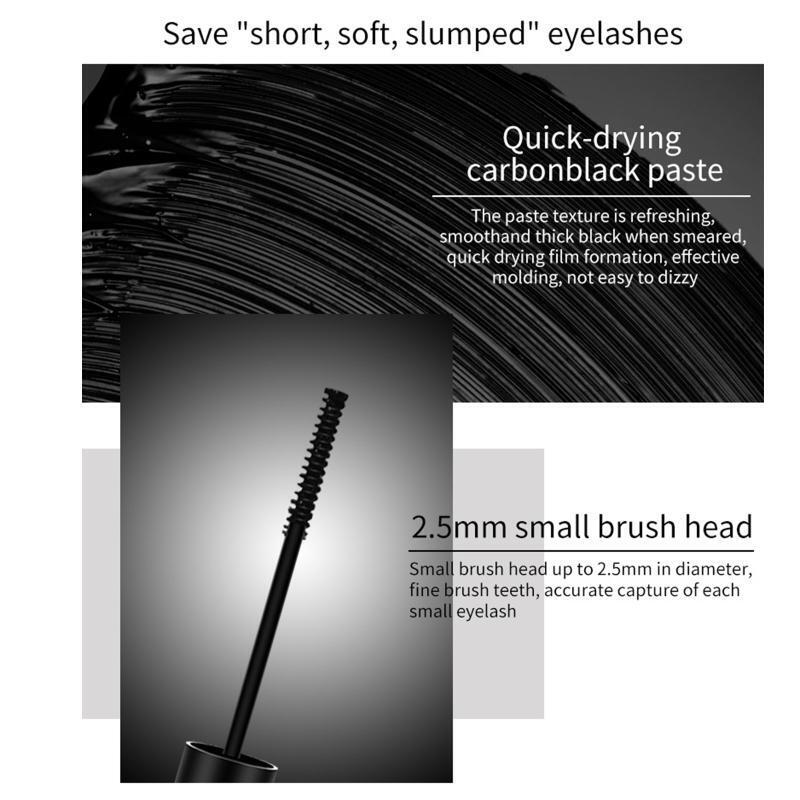 Skinny Black Mascara,Ultra Fine Waterproof Mascara,Fine Brushed Mascaras No Flak
