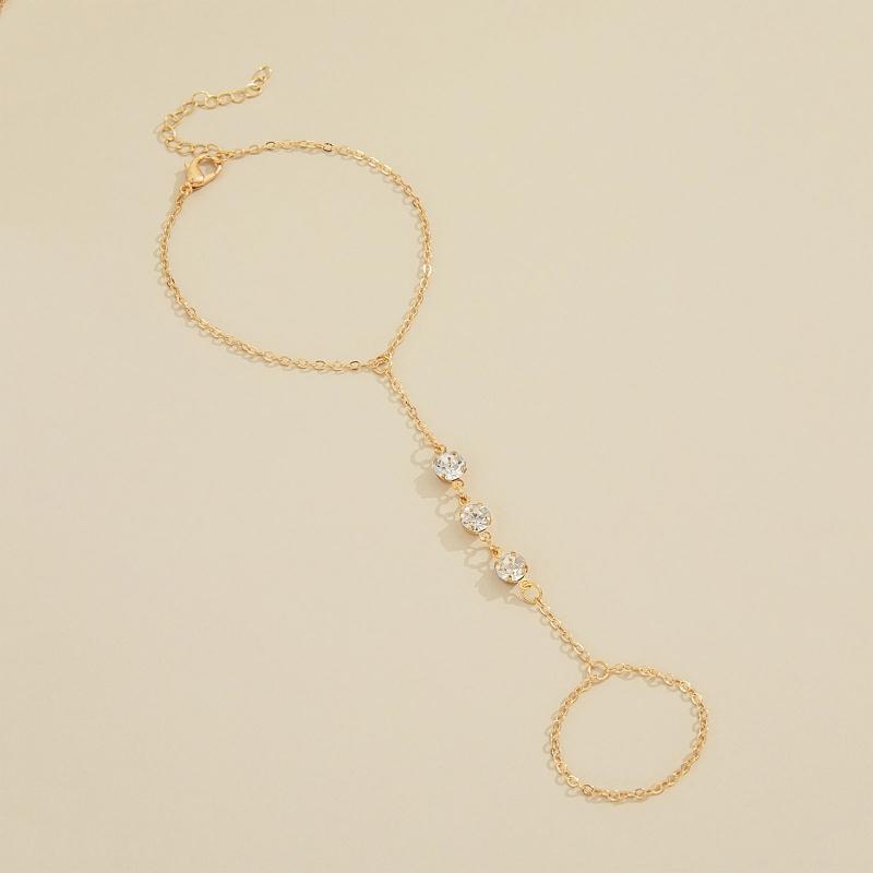 Sparkling Rhinestone Bracelet Slave Finger Ring Hand Harness Charm Jewelry