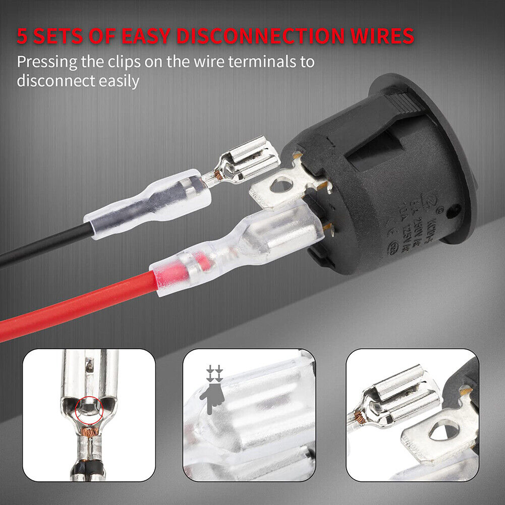 5pcs Round Rocker Switch ON Off DC12V-24V Toggle Switch for Car Automotive