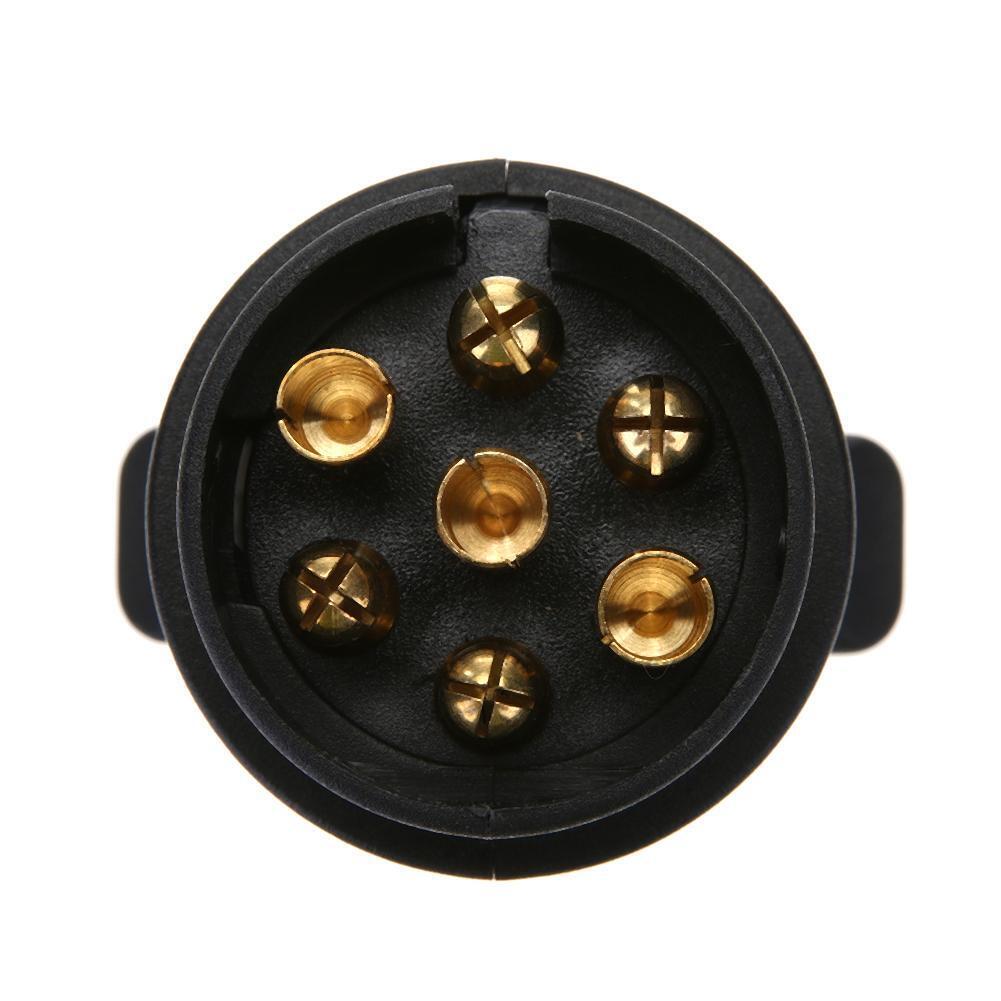 12V 7-Way Round Plastic RV Trailer Plug Connector Plug (Black)