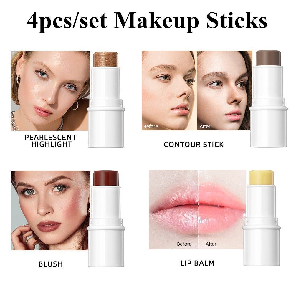 Stick Bronzer Contour Blush Stick Highlighter Makeup Sticks Set Face Concealer