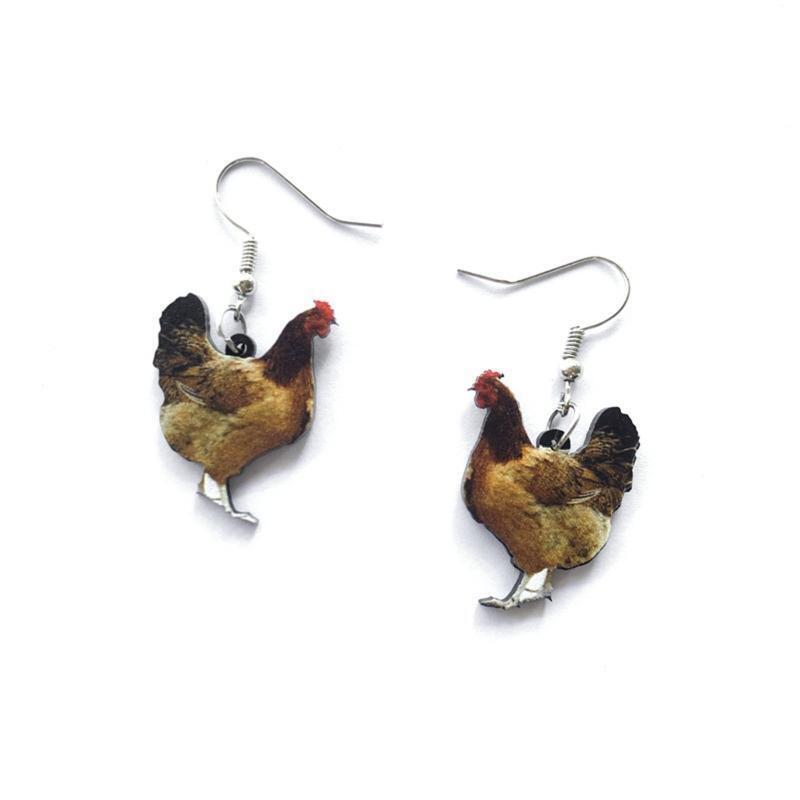 Explosive Simulation Metal Animal Chicken Earrings Studs Earrings Ear Jewelry