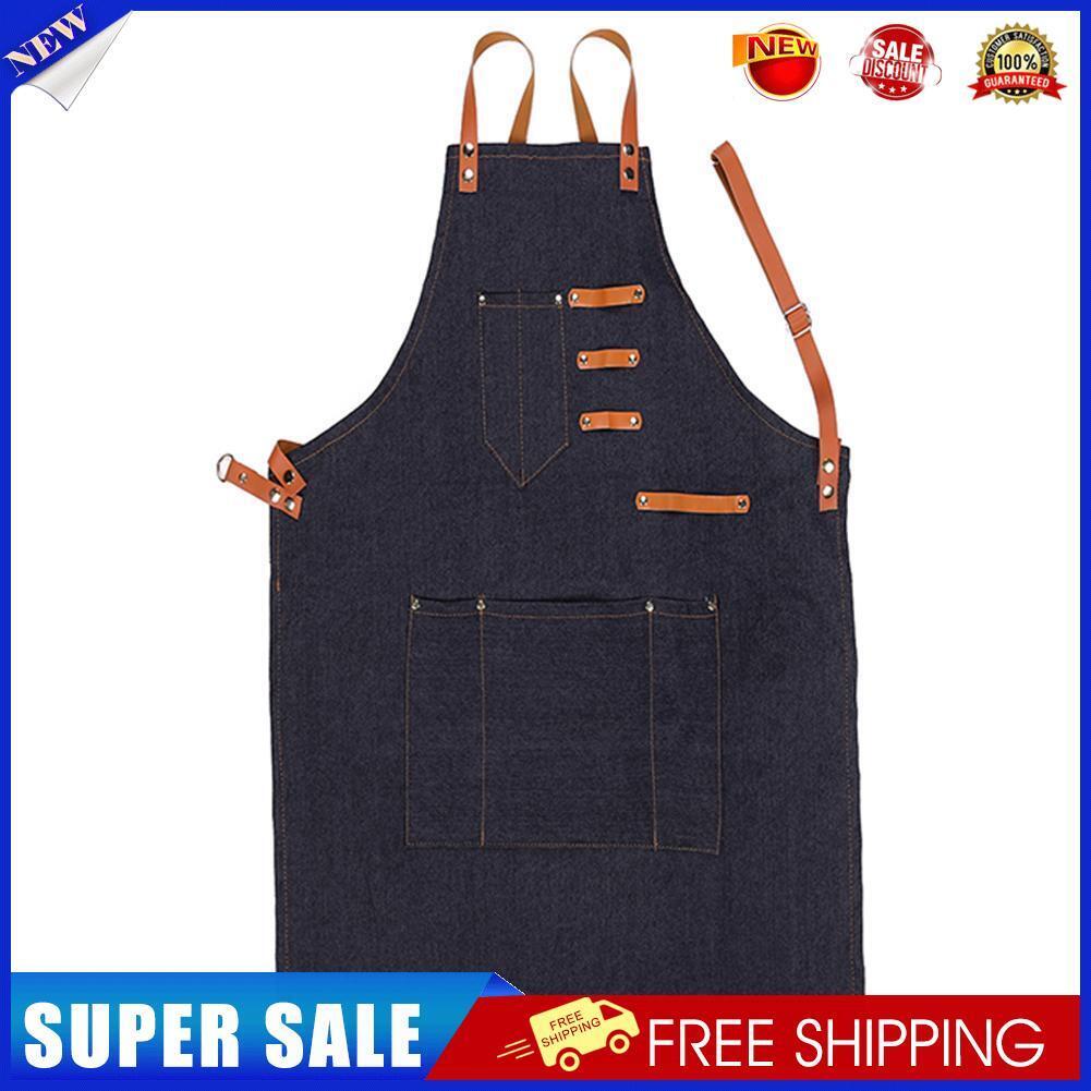 Barber Sleeveless Denim Apron Hairdresser Hair Cutting Protection Tool (B)