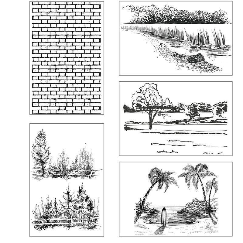 Forest Tree Silicone Clear Stamp Trees Pattern Background Stamp Transparent Seal