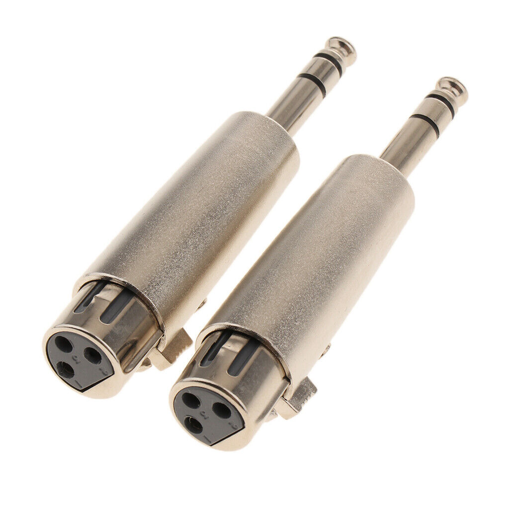 Premium 2 Pieces 6.35mm Mono Male Jack To 3 Pin XLR Female Audio Connector
