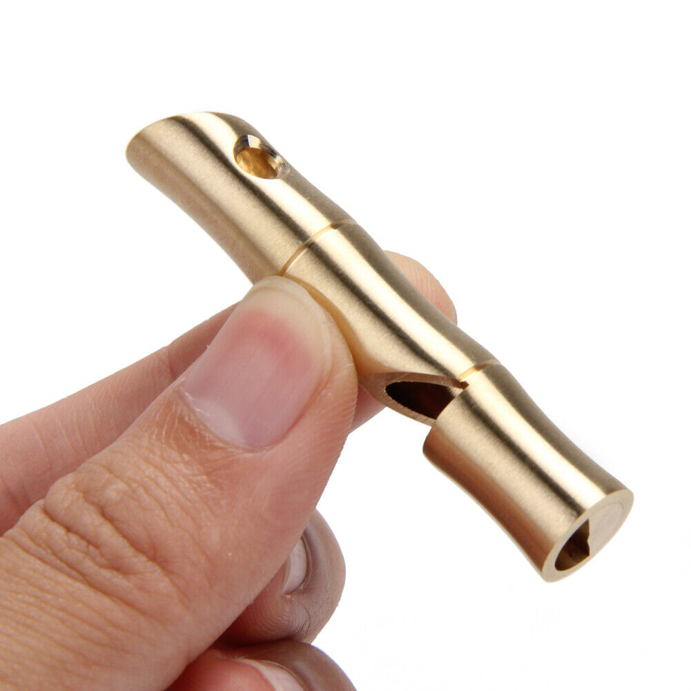 Brass Bamboo Shape Key Chain Whistle SOS Survival EDC Tool