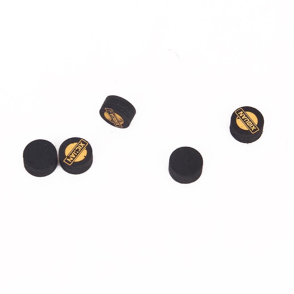 10pcs 14mm Black 5 Layered Leather Snooker Billiards Pool Cues Tips