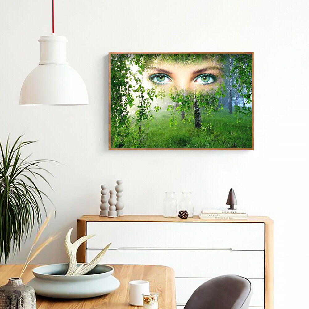 5D Diamond Painting DIY Green Forest Eyes Kit Full Drill Art Home Pictures