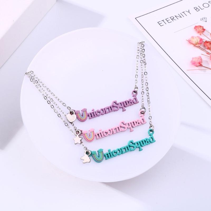 Candy Color Cartoon Letter Necklace for Women Rainbow Pendant Drip Oil Y2K Girl