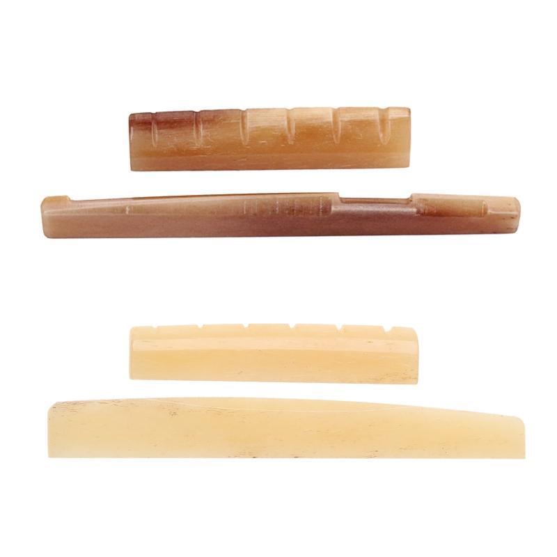 2Pcs/Set Bone Guitar Bridge Saddle and Nut for Folk Acoustic Guitar