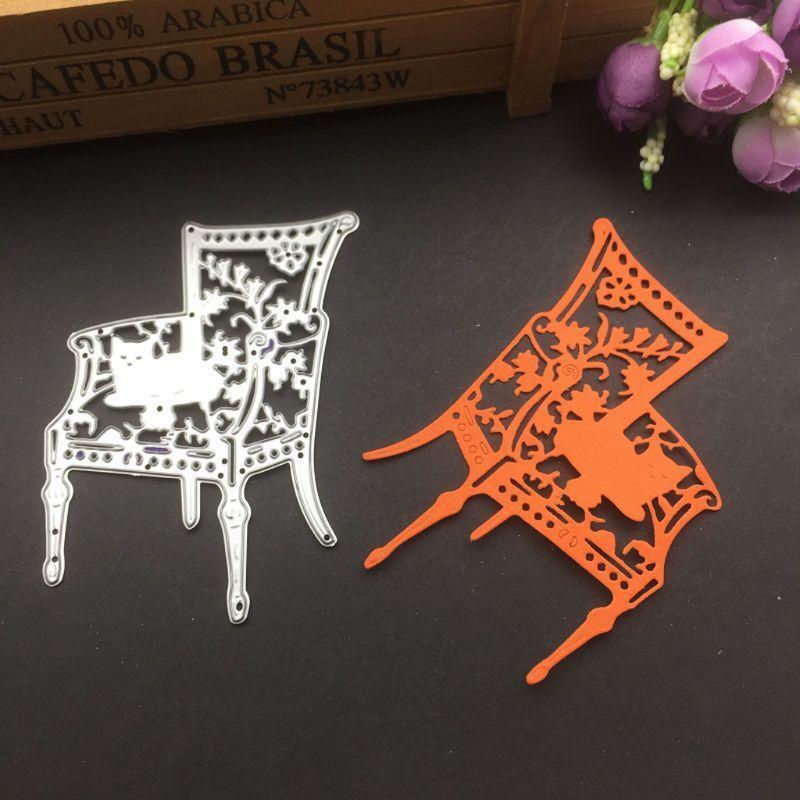 Chair Cat Metal Cutting Dies Stencil Scrapbooking DIY Album Stamp Paper Emboss