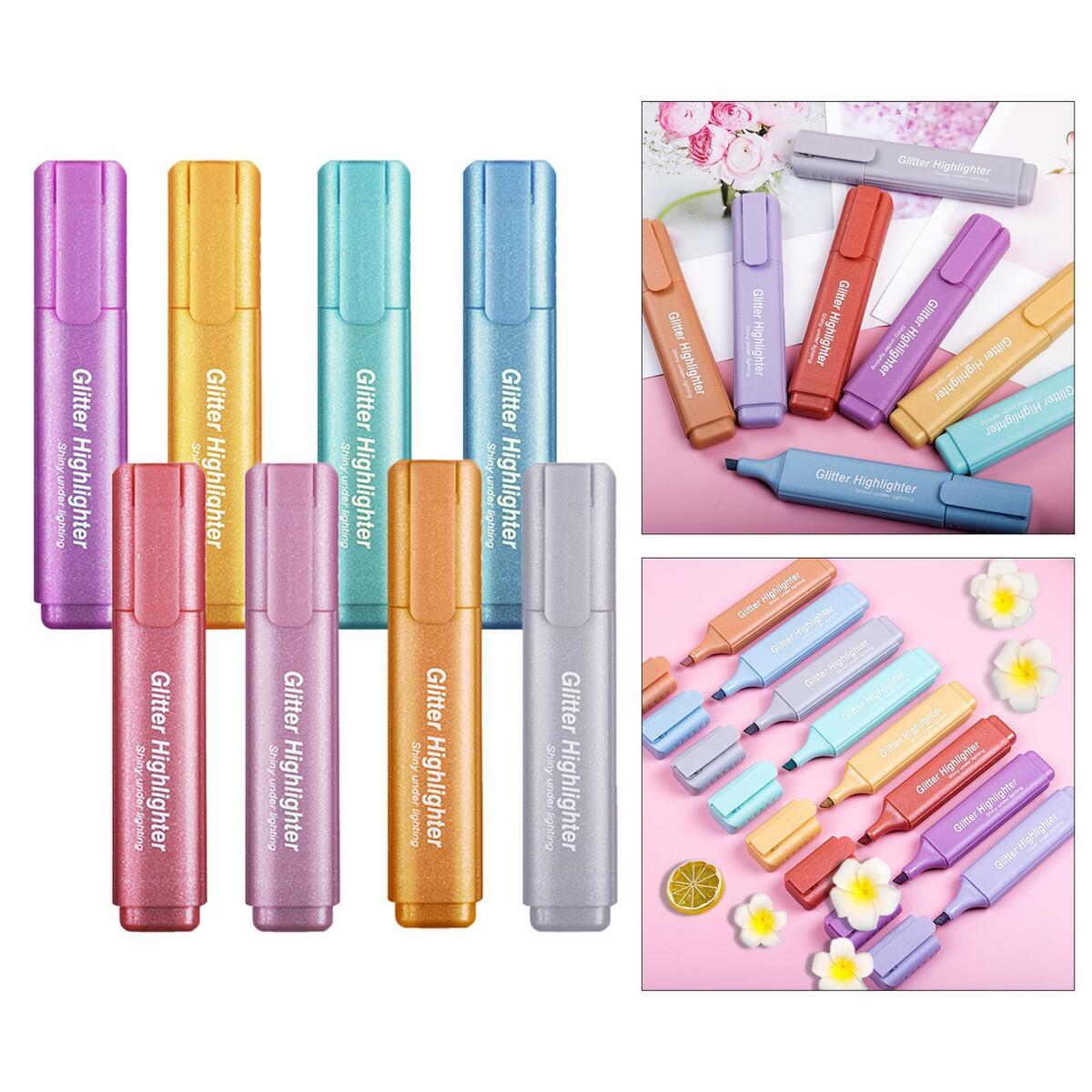 8x Assorted Colour Highlighter Marker  Fluorescent  Tip Office