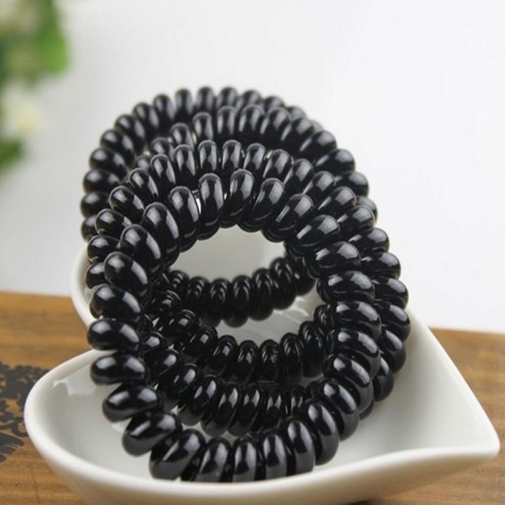 Elastic Girls Black Rubber Hair Rope Extendable Hair Ties Telephone Wire