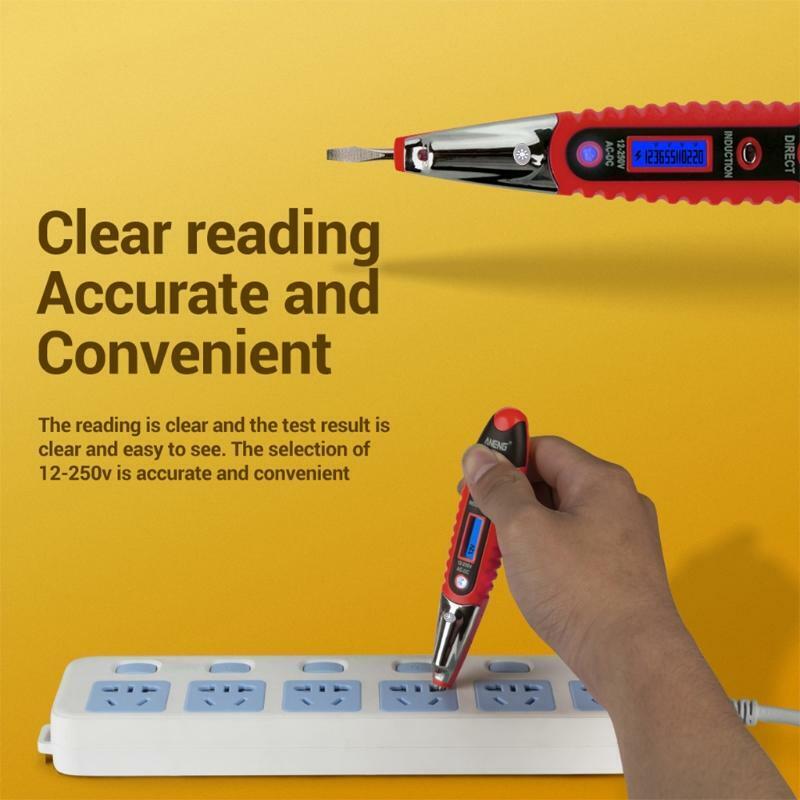 AC DC 12-250V Digital Voltage Tester Pencil Electric Pen Voltage Detector Meter