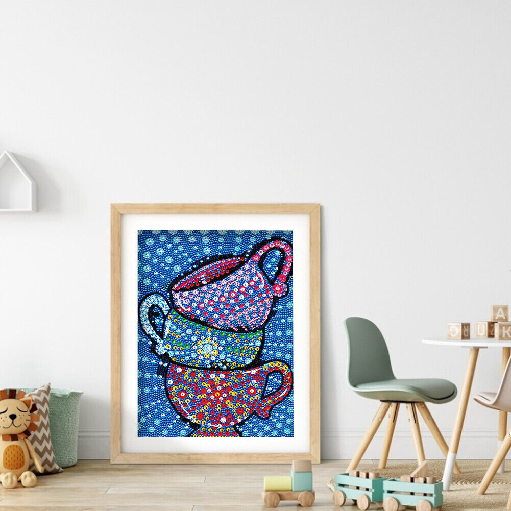 5D Diamond Painting Crystal Cup Round Partial Art Picture Rhinestone Decor