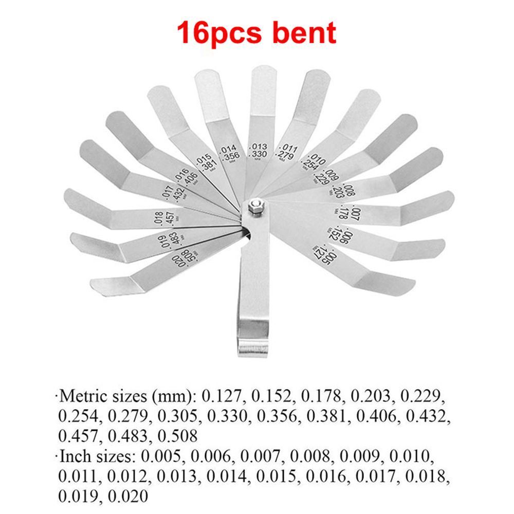 Tappets Valve Offset Stainless Steel 16 Blades 100mm Feeler Gauge Metric Gauge